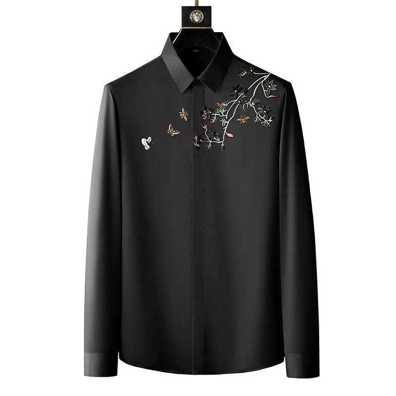 Camisa de Manga Larga de Ajuste Slim con Bordado de Árbol de la Riqueza view 5