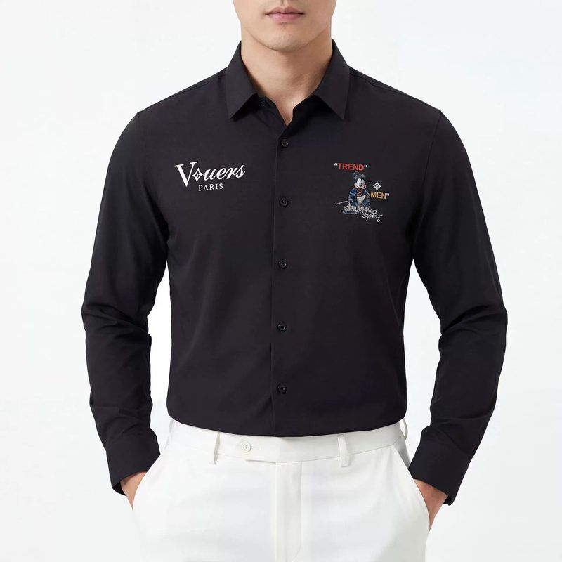 Cartoon Print Business Long Sleeve Shirt view 2