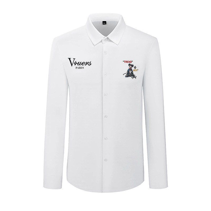 Cartoon Print Business Long Sleeve Shirt view 3
