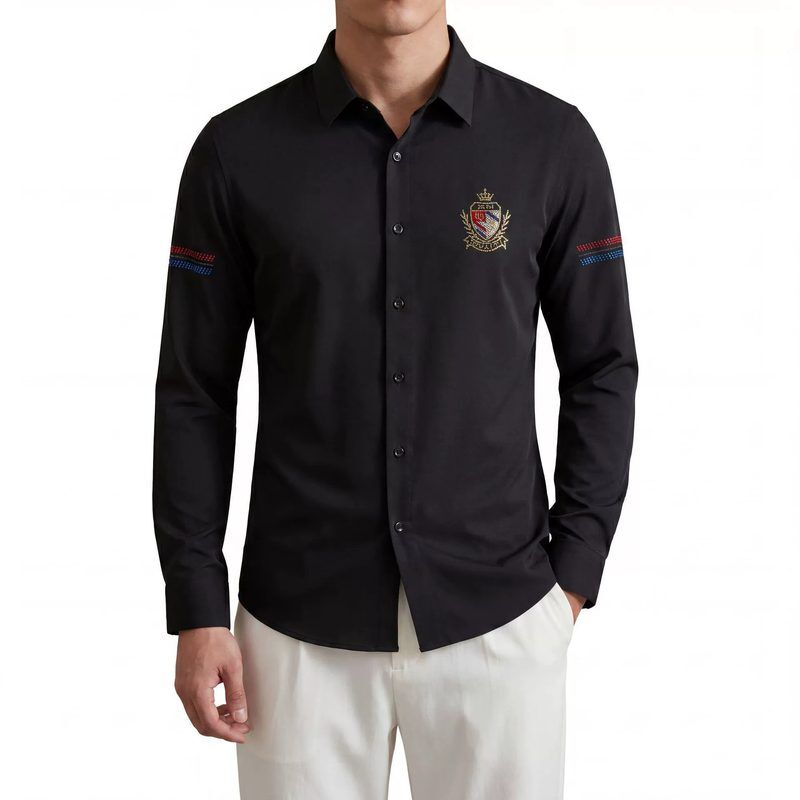 3D Digital Print Badge Slim Long Sleeve Shirt view 2