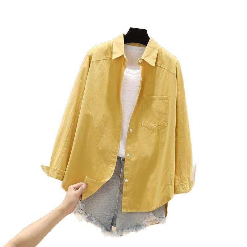 Camisa Coreana de Algodón Suelta de Manga Larga view 5