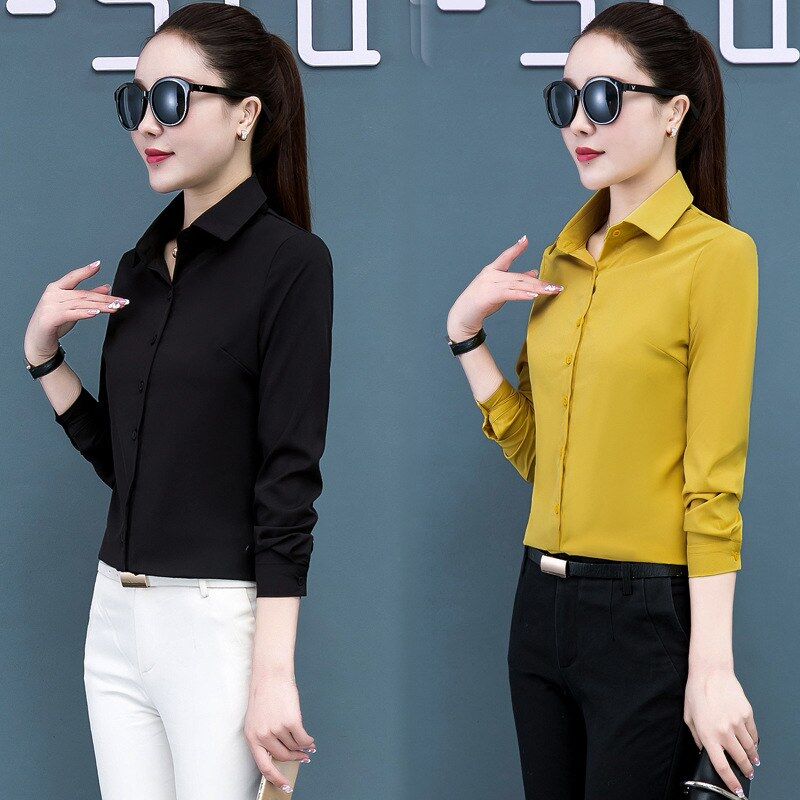 Koreanische Slim Rote Langarmbluse view 3
