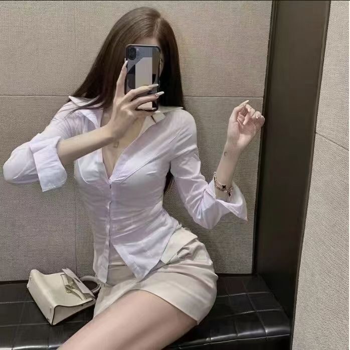 Slim White Long Sleeve Shirt view 3