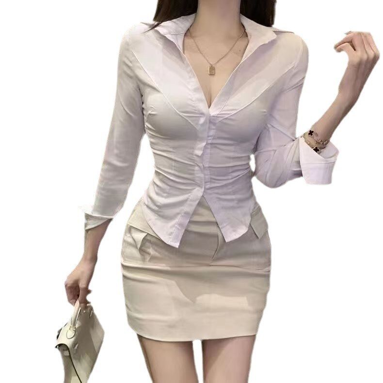 Slim White Long Sleeve Shirt view 5