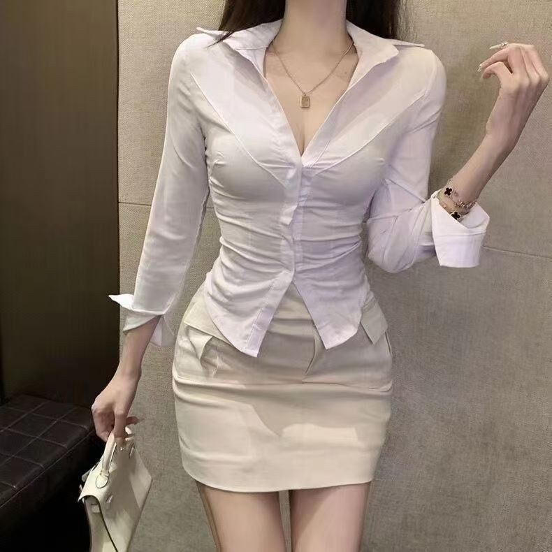 Slim White Long Sleeve Shirt view 6