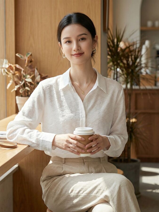 French Silk Jacquard Long Sleeve Shirt