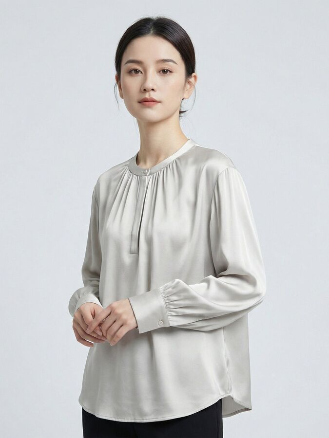 Silk Satin Long Sleeve Shirt