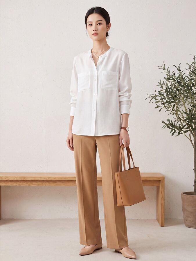 Solid Silk Long Sleeve Shirt view 5