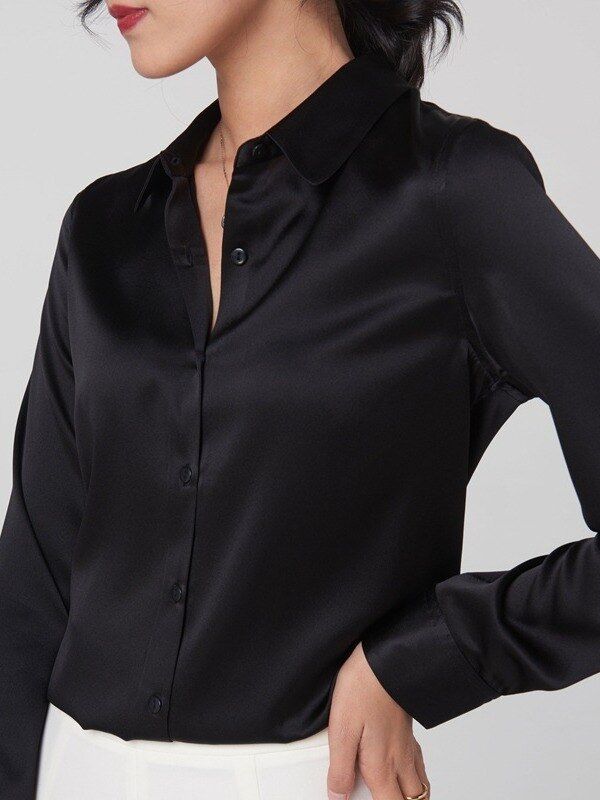Chemise en Soie à Manches Longues Color Block view 5