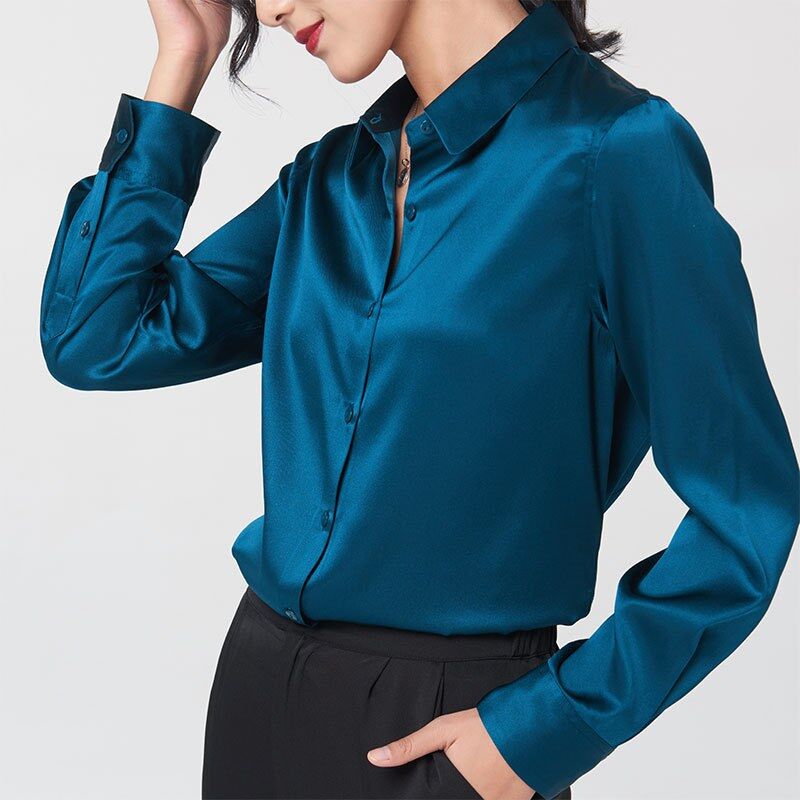 Chemise en Soie à Manches Longues Color Block view 9