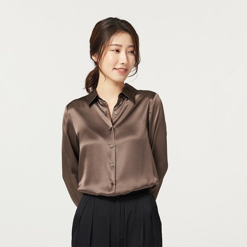 Kemeja Kantor Sutra Satin Lengan Panjang view 8
