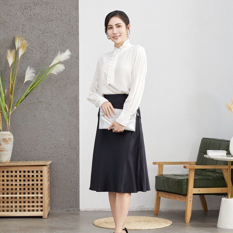 Silk Long Sleeve French Office Shirt view 3