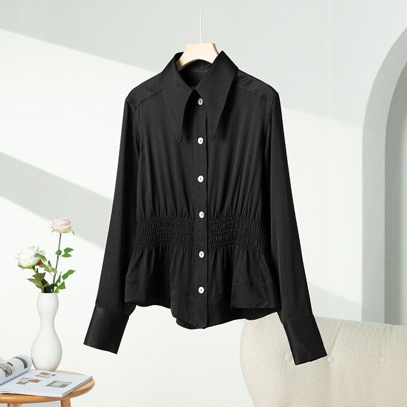 Silk Long Sleeve Jacquard White Shirt view 7