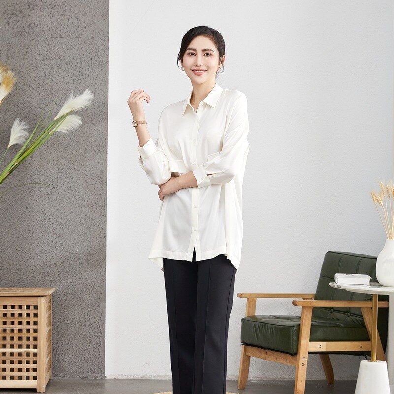 Silk Long Sleeve Loose Office Shirt