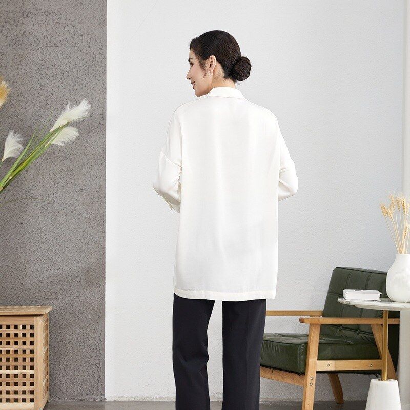 Silk Long Sleeve Loose Office Shirt view 2