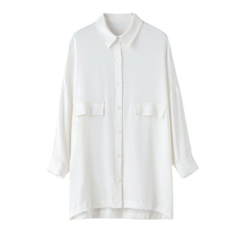 Silk Long Sleeve Loose Office Shirt view 5