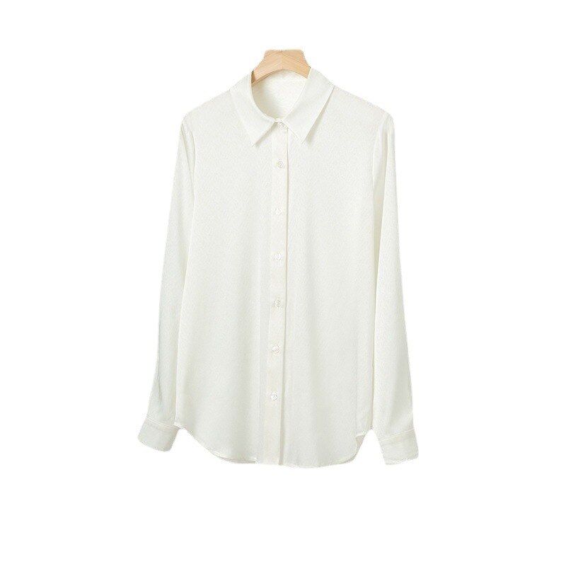 Camisa blanca de seda de manga larga view 5