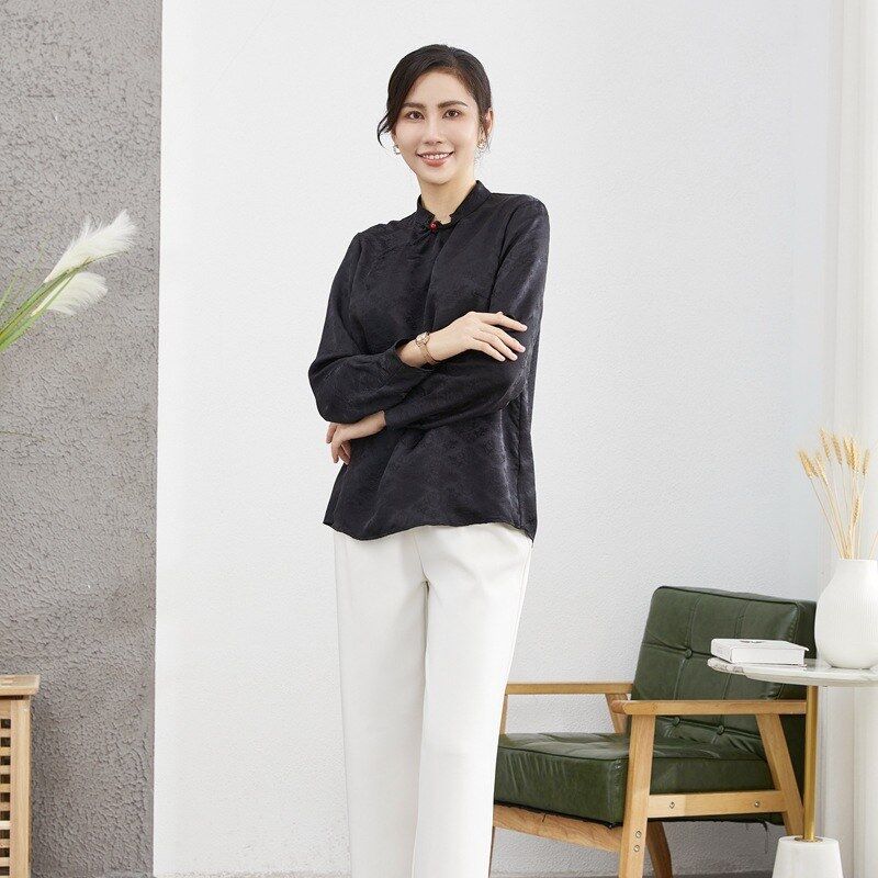 Silk Jacquard Long Sleeve Vintage Shirt view 2