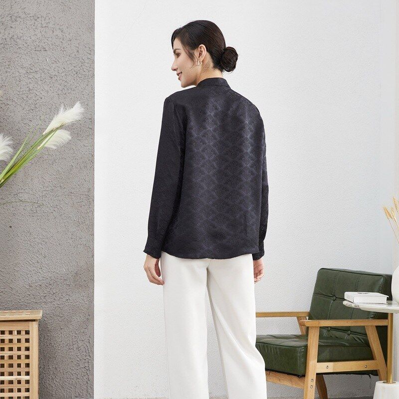Silk Jacquard Long Sleeve Vintage Shirt view 4