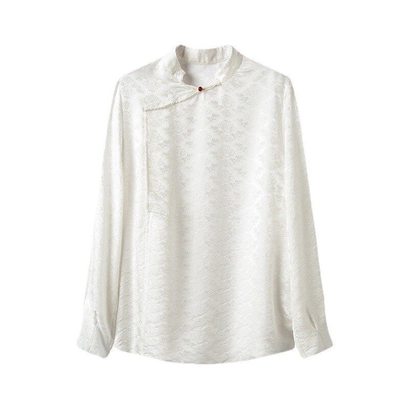 Silk Jacquard Long Sleeve Vintage Shirt view 5