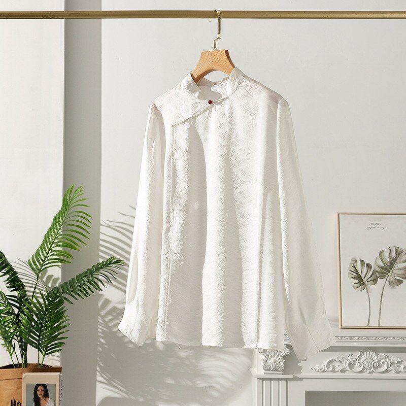 Silk Jacquard Long Sleeve Vintage Shirt view 6