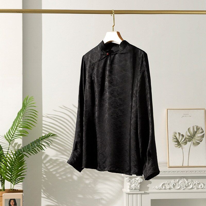 Silk Jacquard Long Sleeve Vintage Shirt view 7