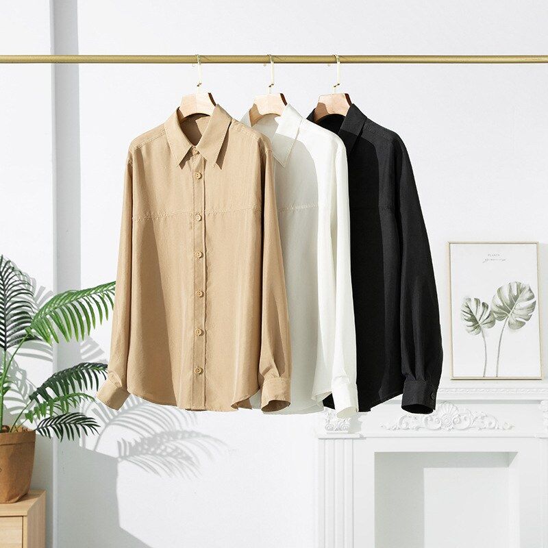 Silk long sleeve Korean loose shirt