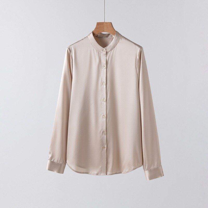 Chemise de Bureau en Soie Satin à Manches Longues view 11