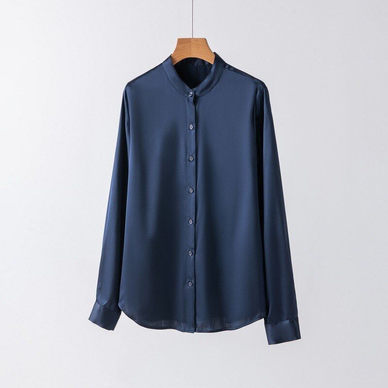 Chemise de Bureau en Soie Satin à Manches Longues view 12