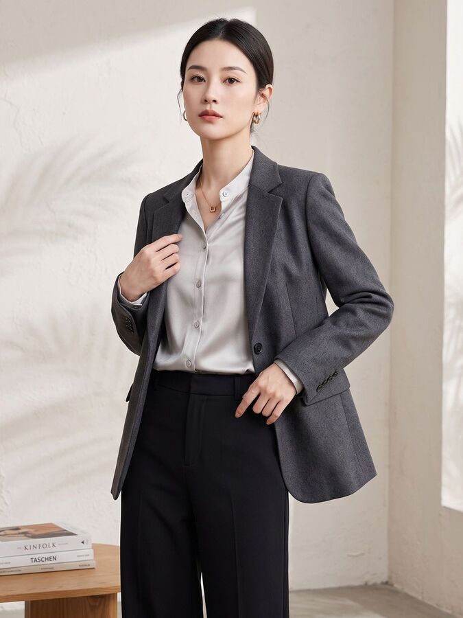 Chemise de Bureau en Soie Satin à Manches Longues view 5