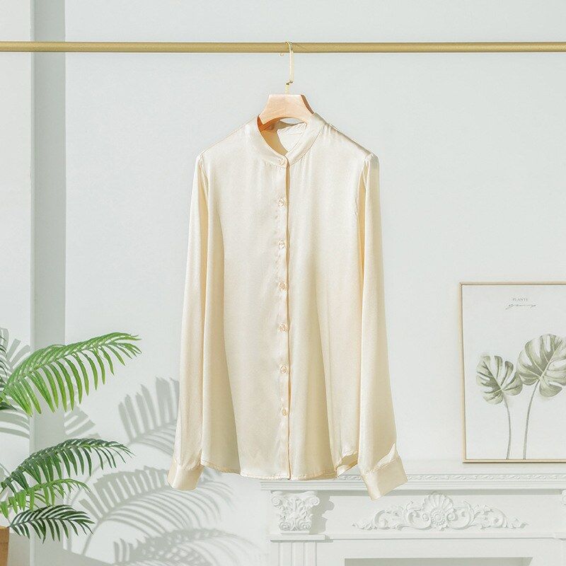Chemise de Bureau en Soie Satin à Manches Longues view 6