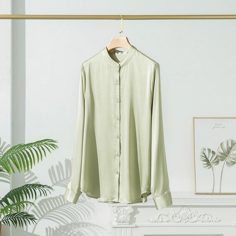 Chemise de Bureau en Soie Satin à Manches Longues view 8
