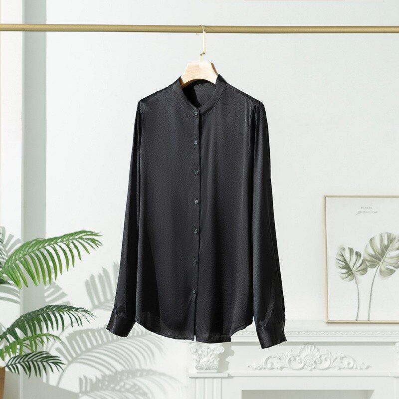 Chemise de Bureau en Soie Satin à Manches Longues view 9