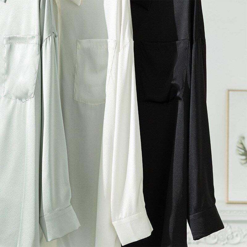 Silk Long Sleeve Loose Fit Shirt view 3
