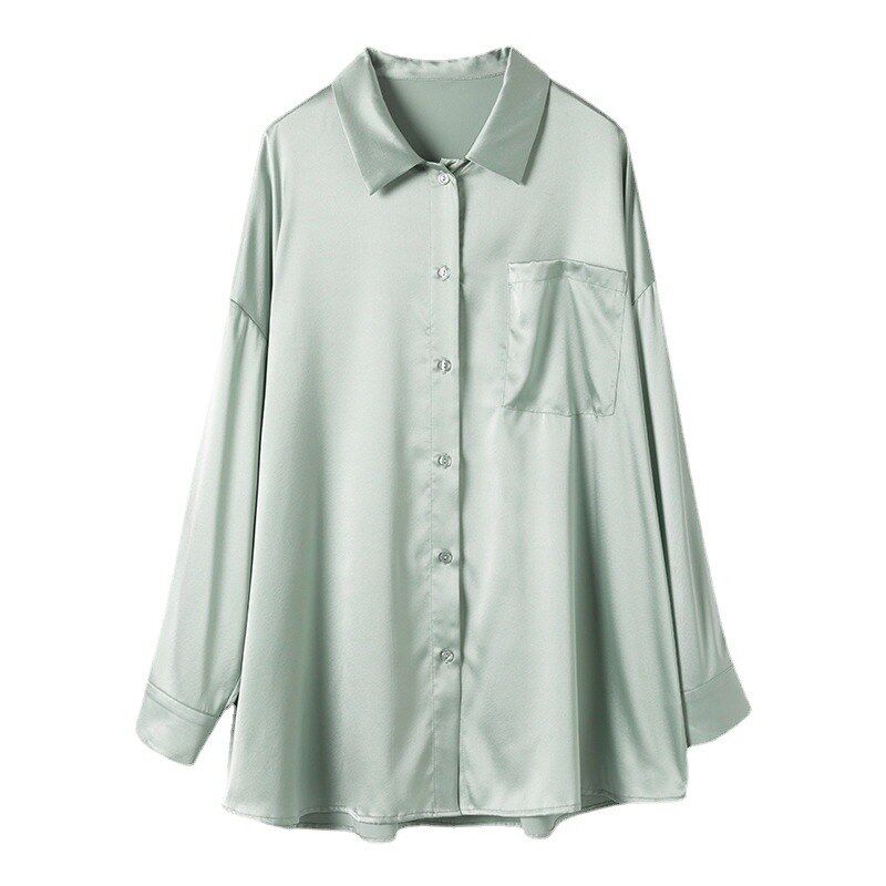 Silk Long Sleeve Loose Fit Shirt view 5