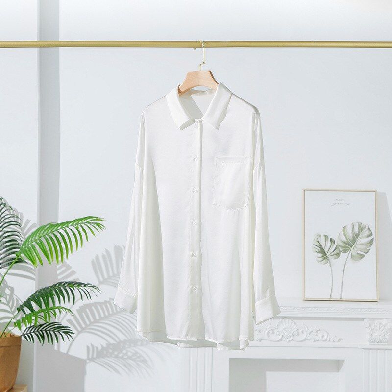 Silk Long Sleeve Loose Fit Shirt view 6