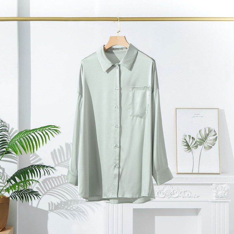 Silk Long Sleeve Loose Fit Shirt view 7