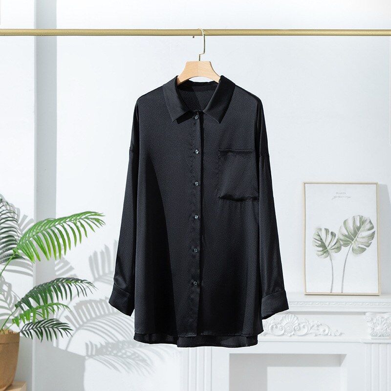 Silk Long Sleeve Loose Fit Shirt view 8