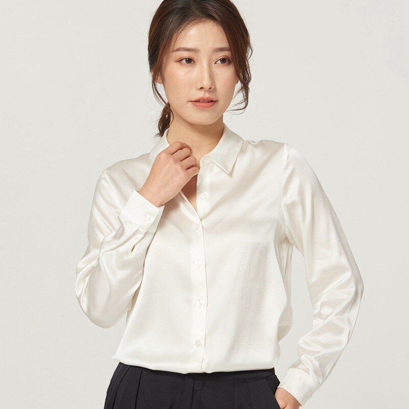 Silk long sleeve square neck shirt