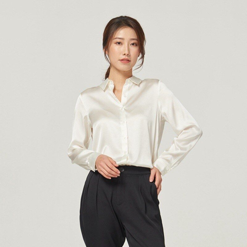 Silk Long Sleeve Square Neck Shirt view 4