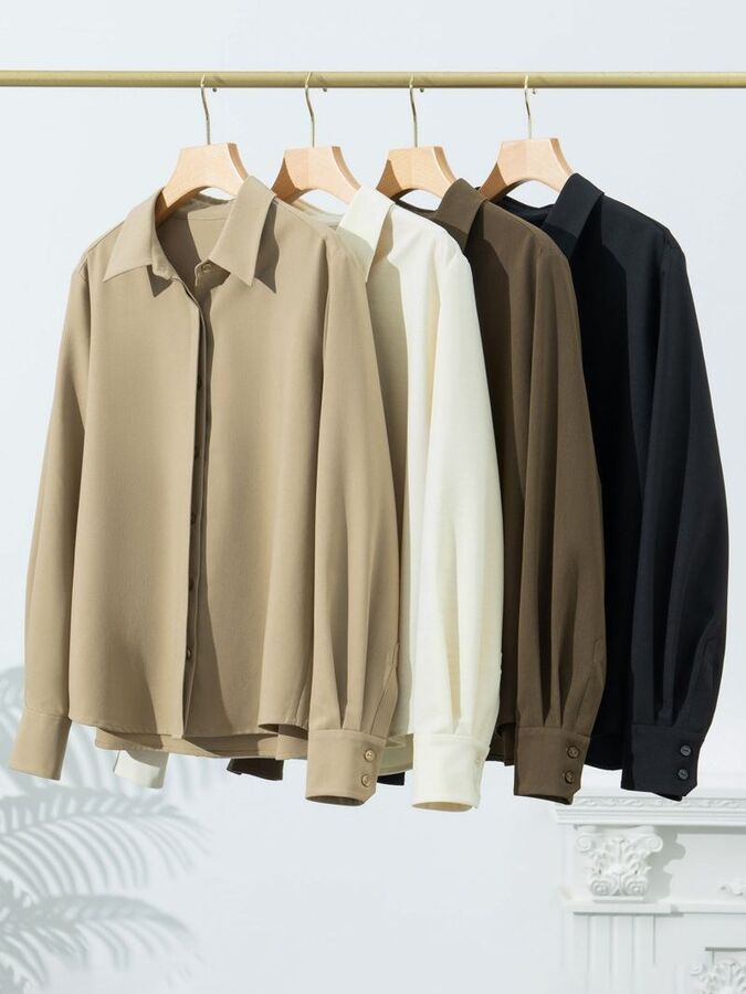 Silk long sleeve collared shirt