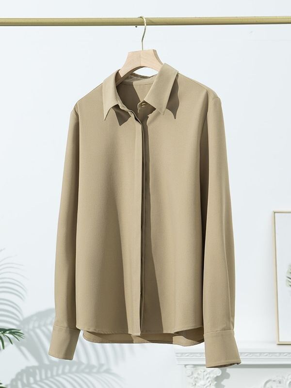 Silk Long Sleeve Collared Shirt view 5