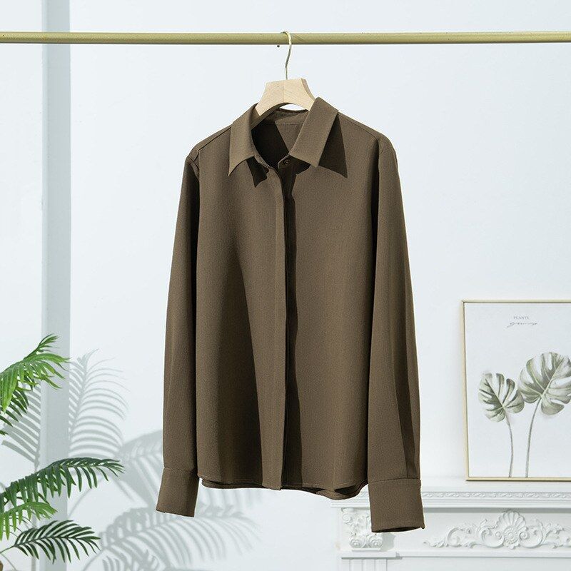 Silk Long Sleeve Collared Shirt view 8