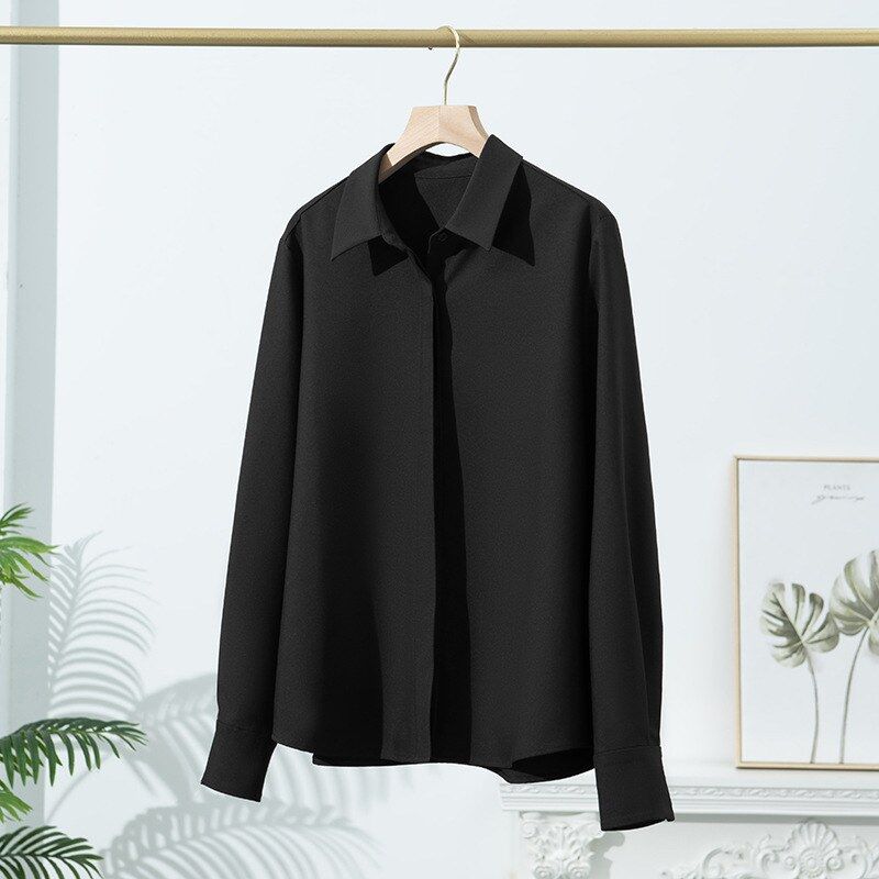 Silk Long Sleeve Collared Shirt view 9