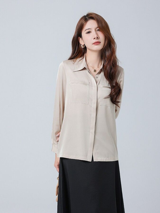 Silk White Long Sleeve Office Shirt