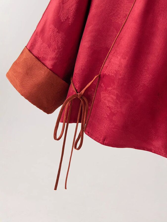 Rote Seidenhemd mit Knöpfen im chinesischen Stil view 4