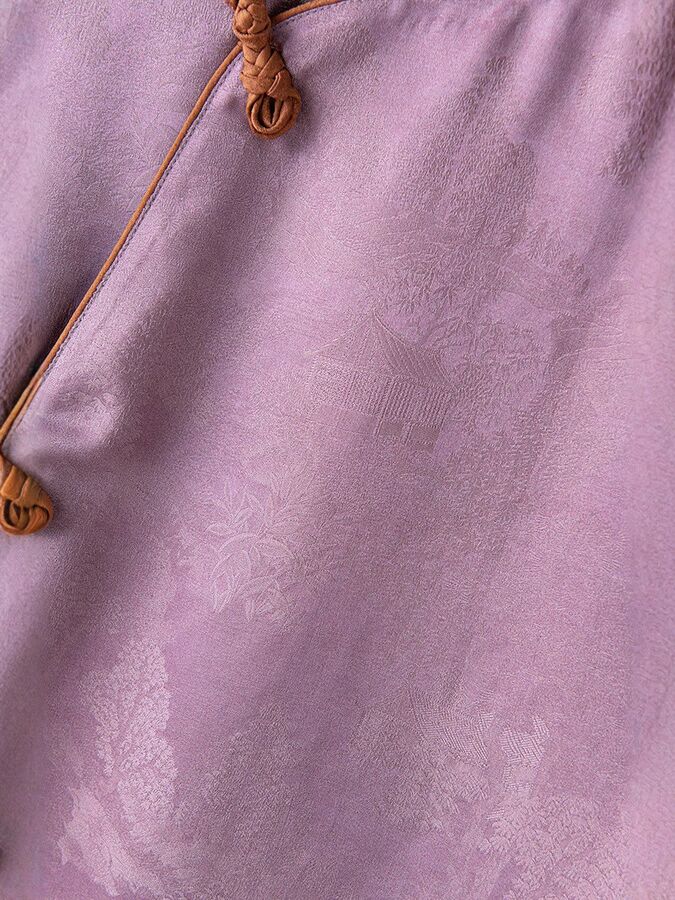 Kemeja Sutra Jacquard Vintage dengan Kancing Gaya Cina view 4