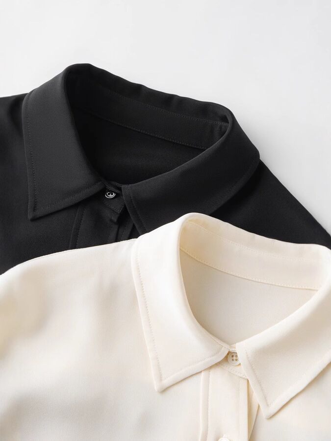 Chemise en soie unie à manches longues midi pour bureau view 2