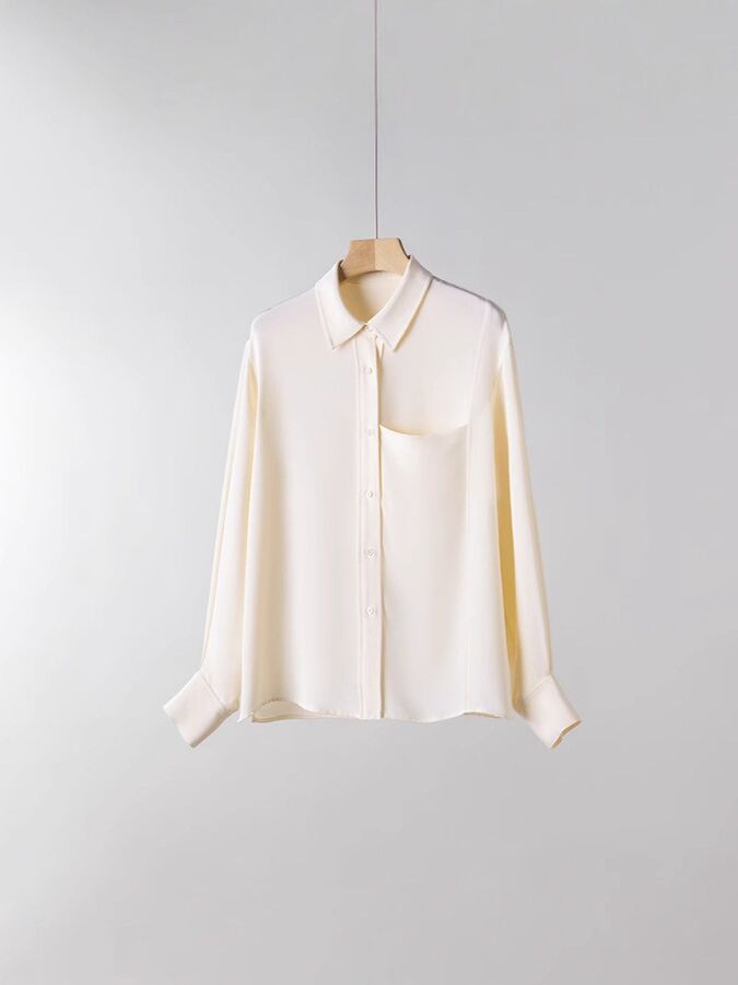 Chemise en soie unie à manches longues midi pour bureau view 5