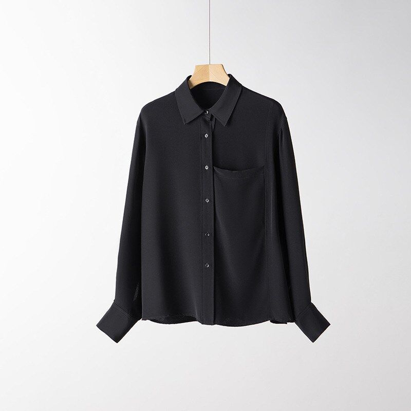 Chemise en soie unie à manches longues midi pour bureau view 6